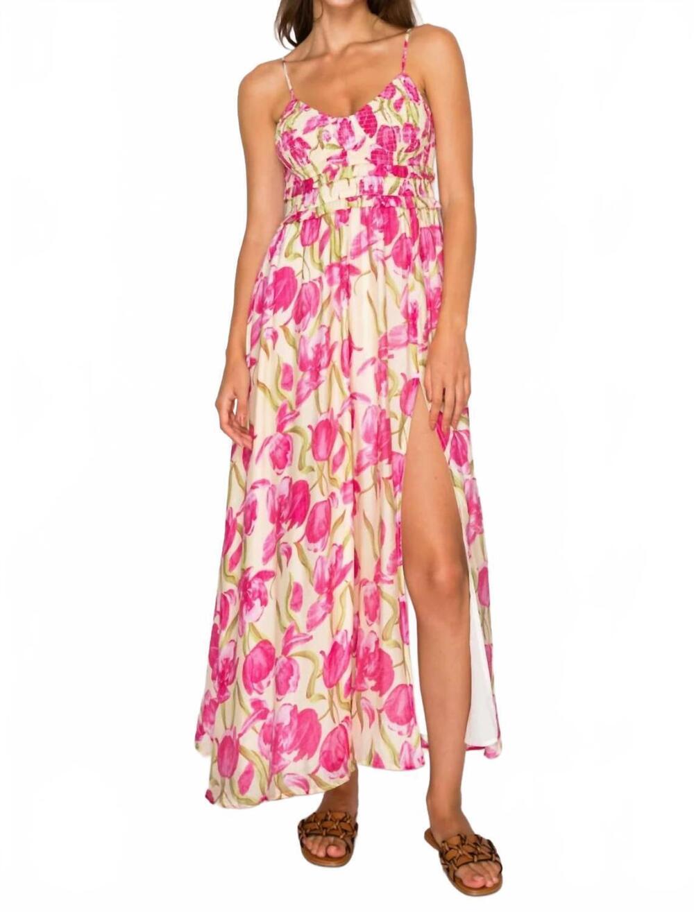 NEW MEET ME IN SANTORINI women's lonian's bloom maxi dress in pink